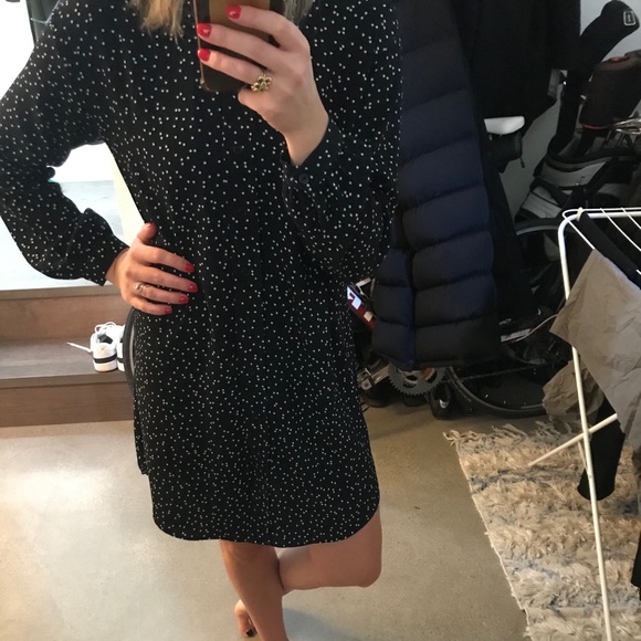 Frank & Oak Navy Polka Dot Shirt Dress - Picture 6 of 10